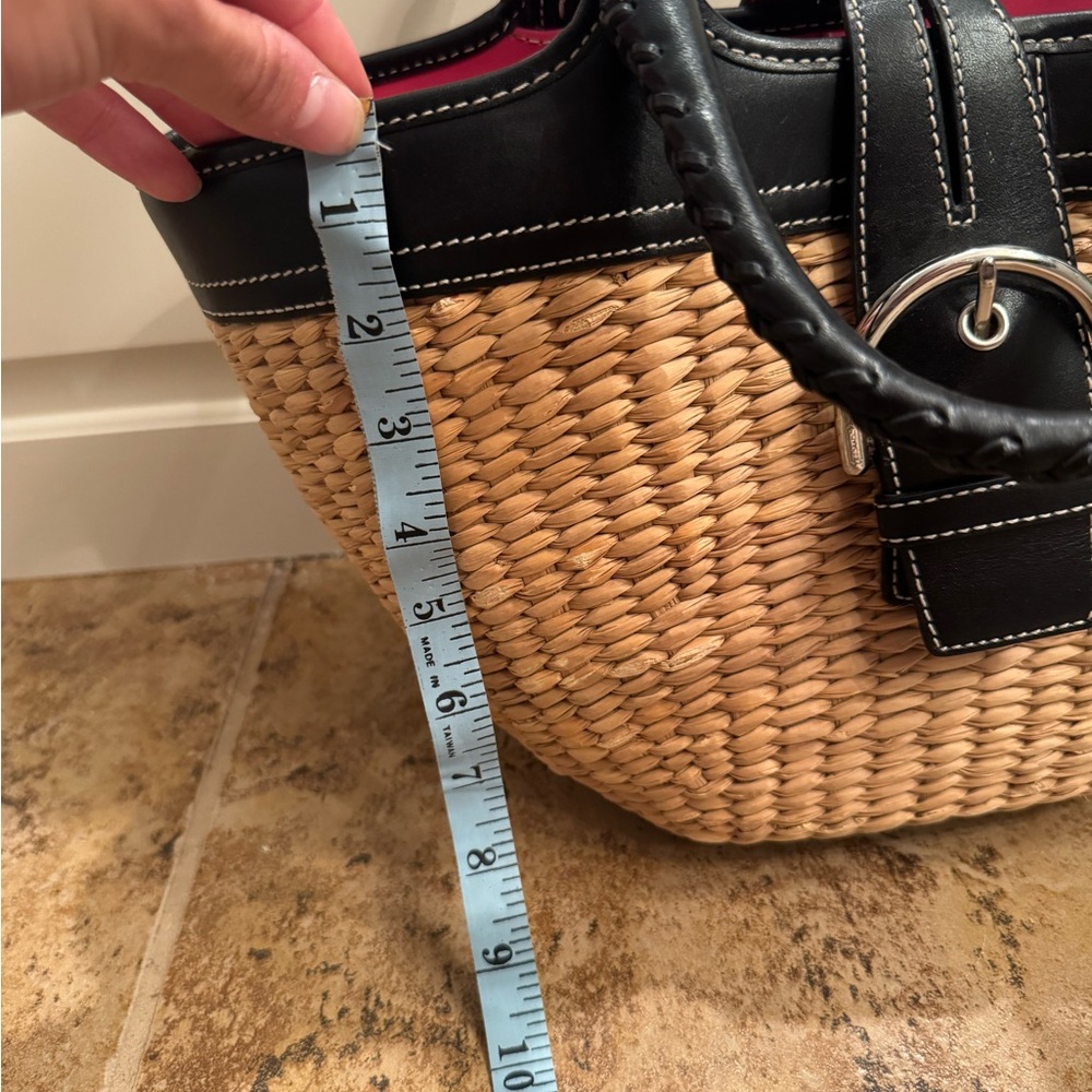 Coach Vintage Wicker Basket Purse with Black Leather Accents - Picture 8 of 9